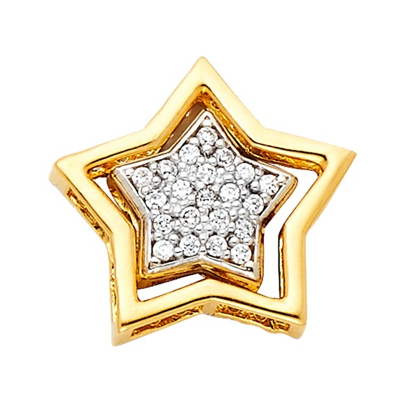 14K Yellow GoldCZ Star Pendant